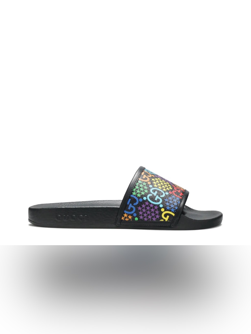 Gucci Sandals Multicolor Logo Size 7 Heavy Preloved Slide 'Psychedelic Black'